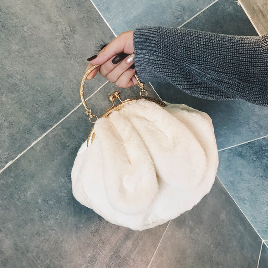 Plush Bag Faux Fur - Rabbit Ear Clip
